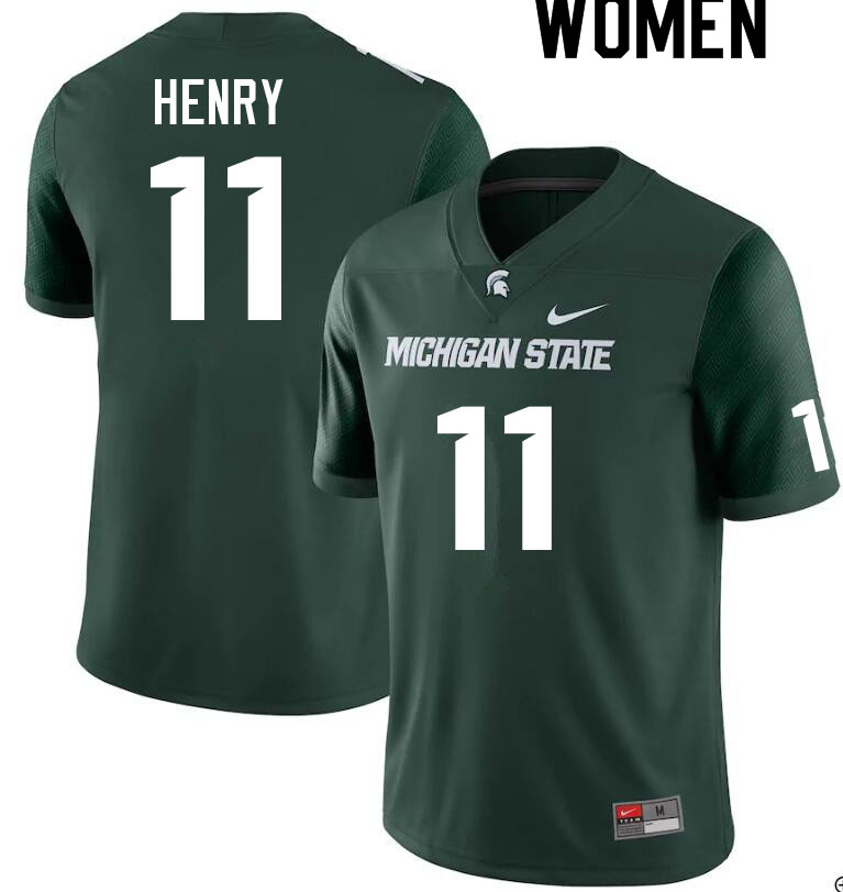 Women #11 Tyrell Henry Michigan State Spartans College Football Jerseys Sale-Green
